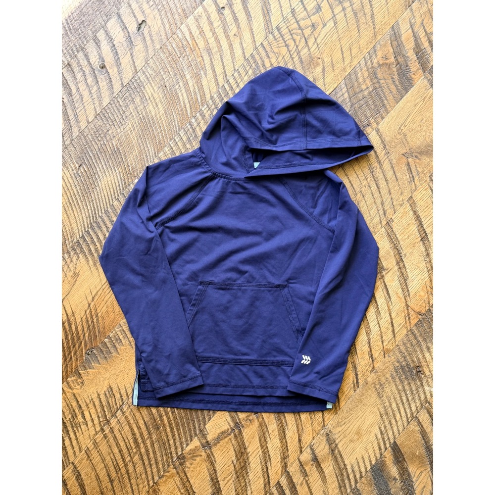All in Motion Boys XS 4/5 Rash Guard Hoodie Navy Blue Swim Shirt Sun Protection